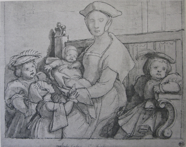 A Woman and Children Sitting on a Bench